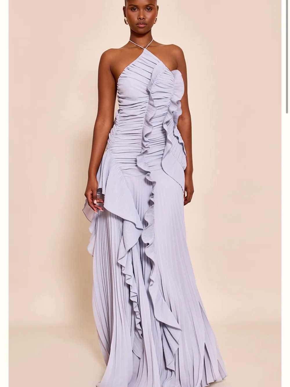 Ruffled One-Shoulder Lavender Wedding Gown